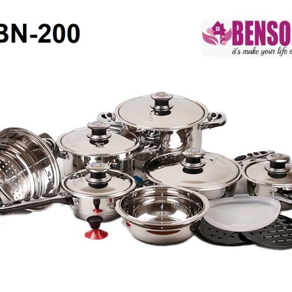Набір посуду 19 предметів із нержавіючої сталі Benson BN-200