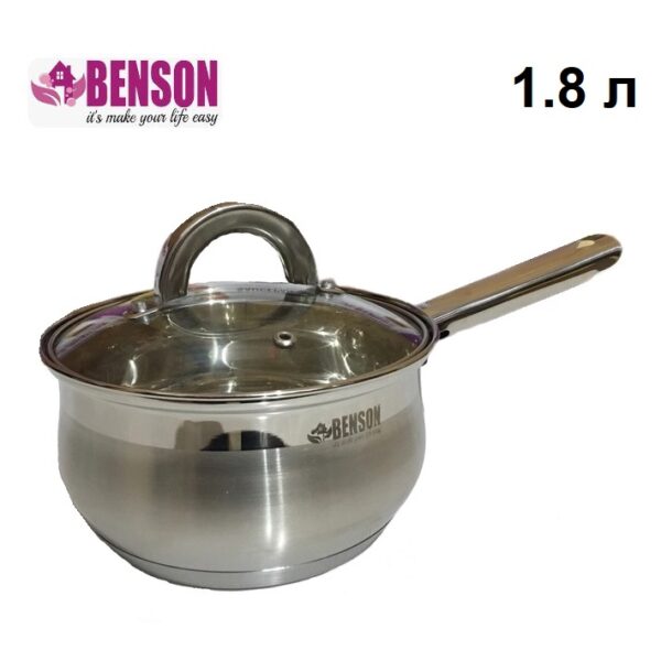 Ківш 1.8 л Benson BN-226 із нержавіючої сталі з кришкою