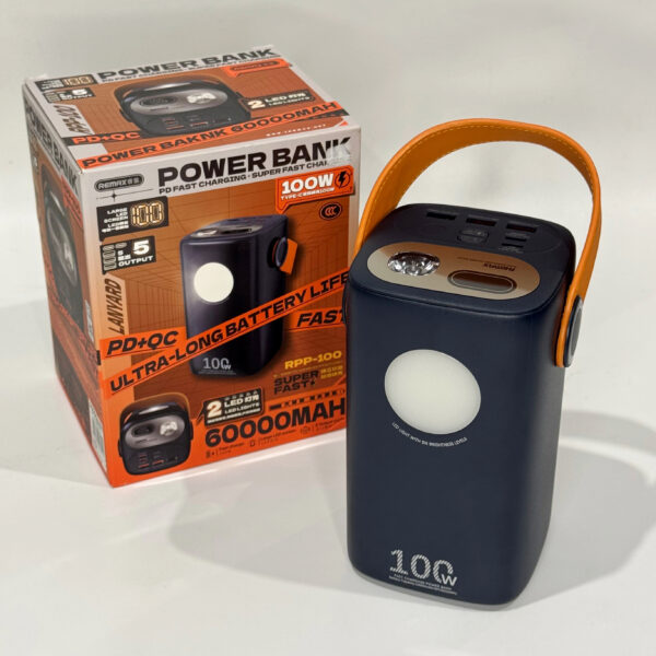 Повербанк 60000mAh 100W Remax RPP-100 Gutitan 2xType-C/3xUSB з ліхтарями