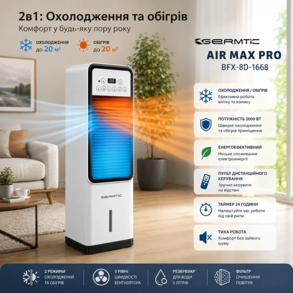Мобільний кондиціонер 2в1 Germatic Air Max Pro BFX-8D-1668