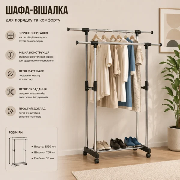 Вішалка для одягу 75×35×155 см