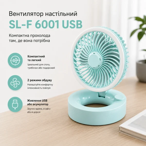Настільний вентилятор SL-F 6001 USB