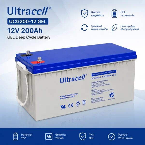 Акумуляторна батарея Ultracell UCG200-12 GEL 12V 200Ah