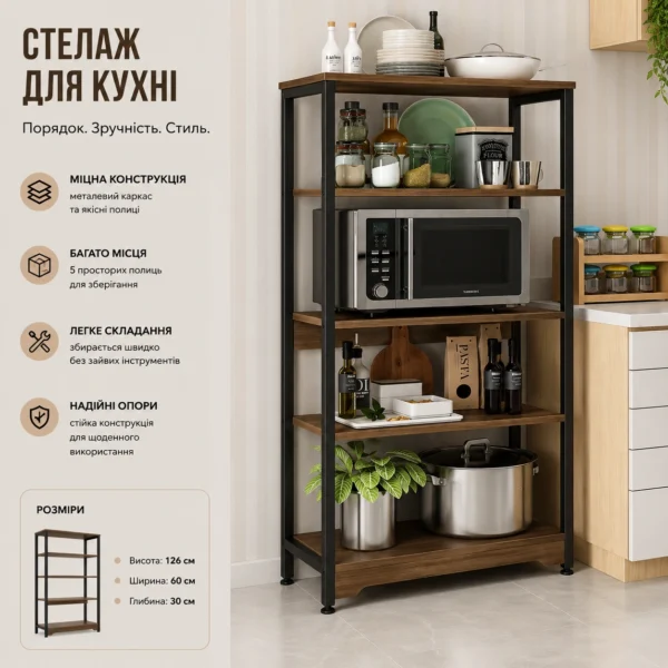 Полиця-стелаж 60×30×126 см