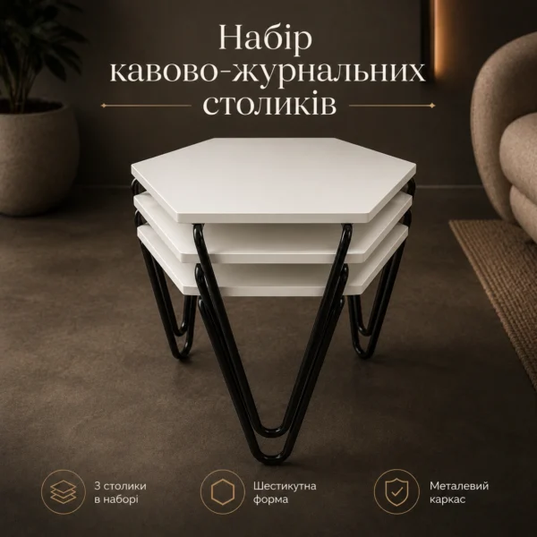 Набір кавово-журнальних столиків (3шт)